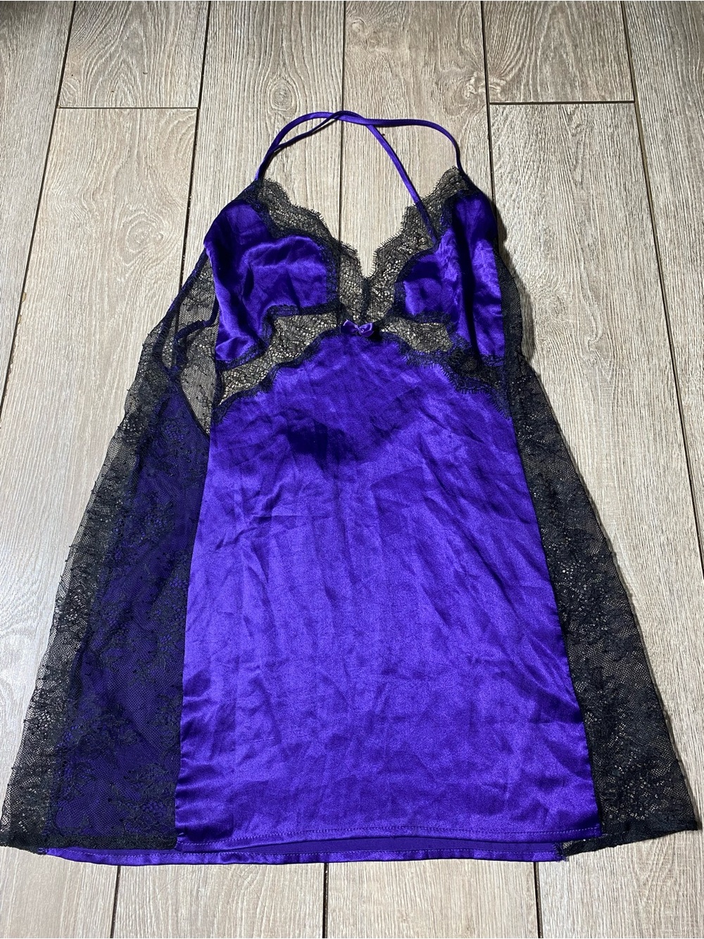 VTG Victoria's Secret Gold Label Purple Satin Lace Chemise Slip Dress M